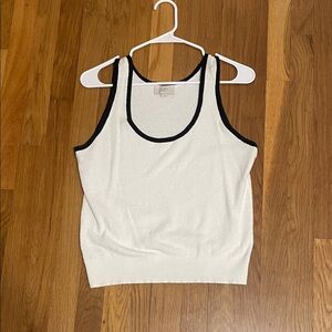 LOFT White Tank Top with Black Trim